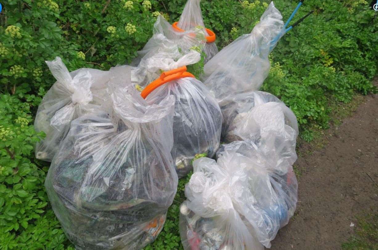Bags collected in the litter picked by volunteers from Dover Pride this month. Picture: Dover Pride Facebook