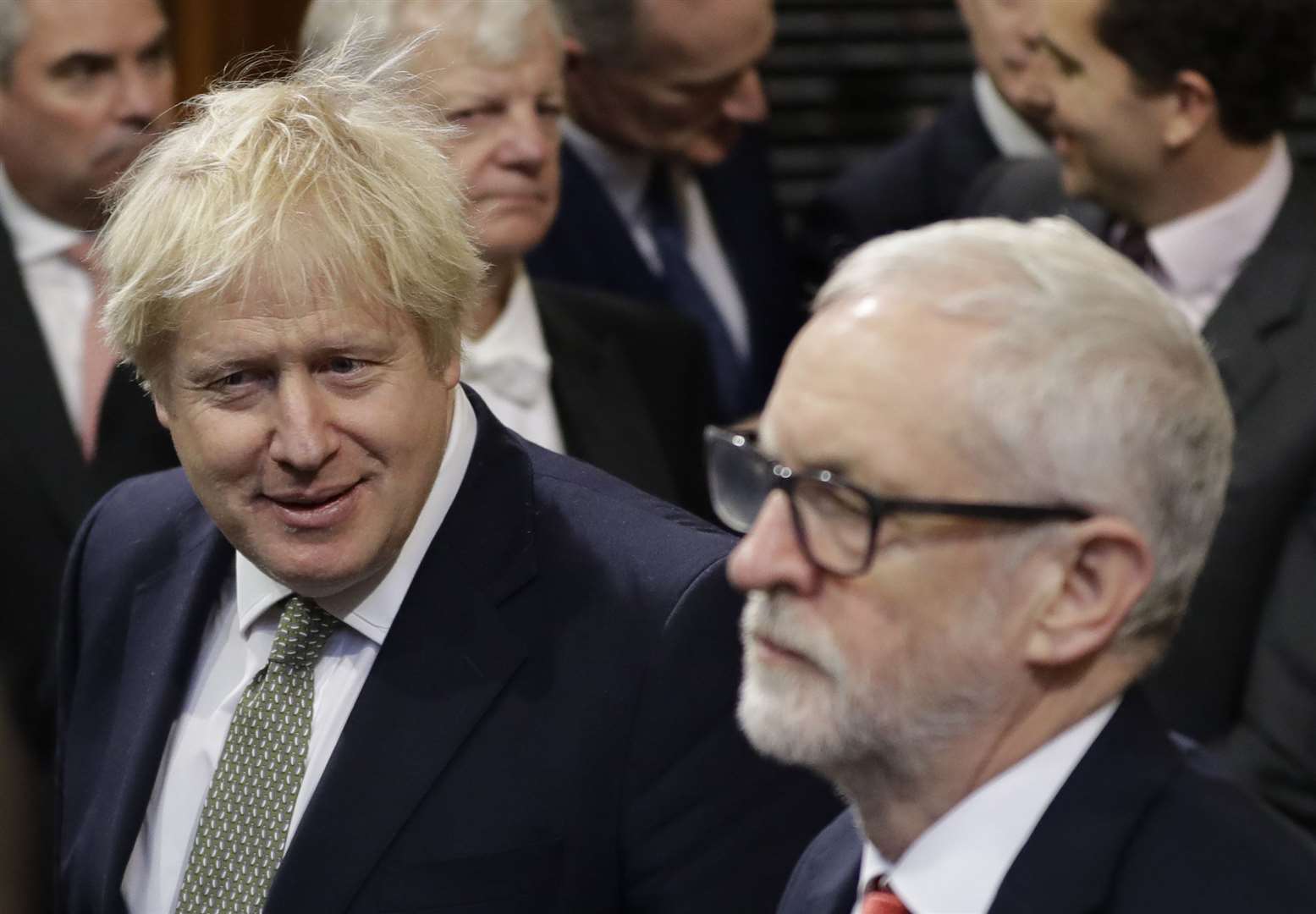 Prime Minister Boris Johnson and then opposition Labour Party Leader Jeremy Corbyn (Kirsty Wigglesworth/PA)