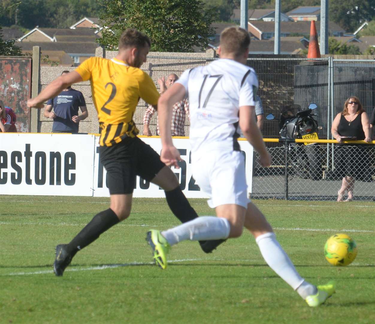 Folkestone Invicta's Josh Vincent scores the decisive goal against Bishop's Stortford Picture: Chris Davey