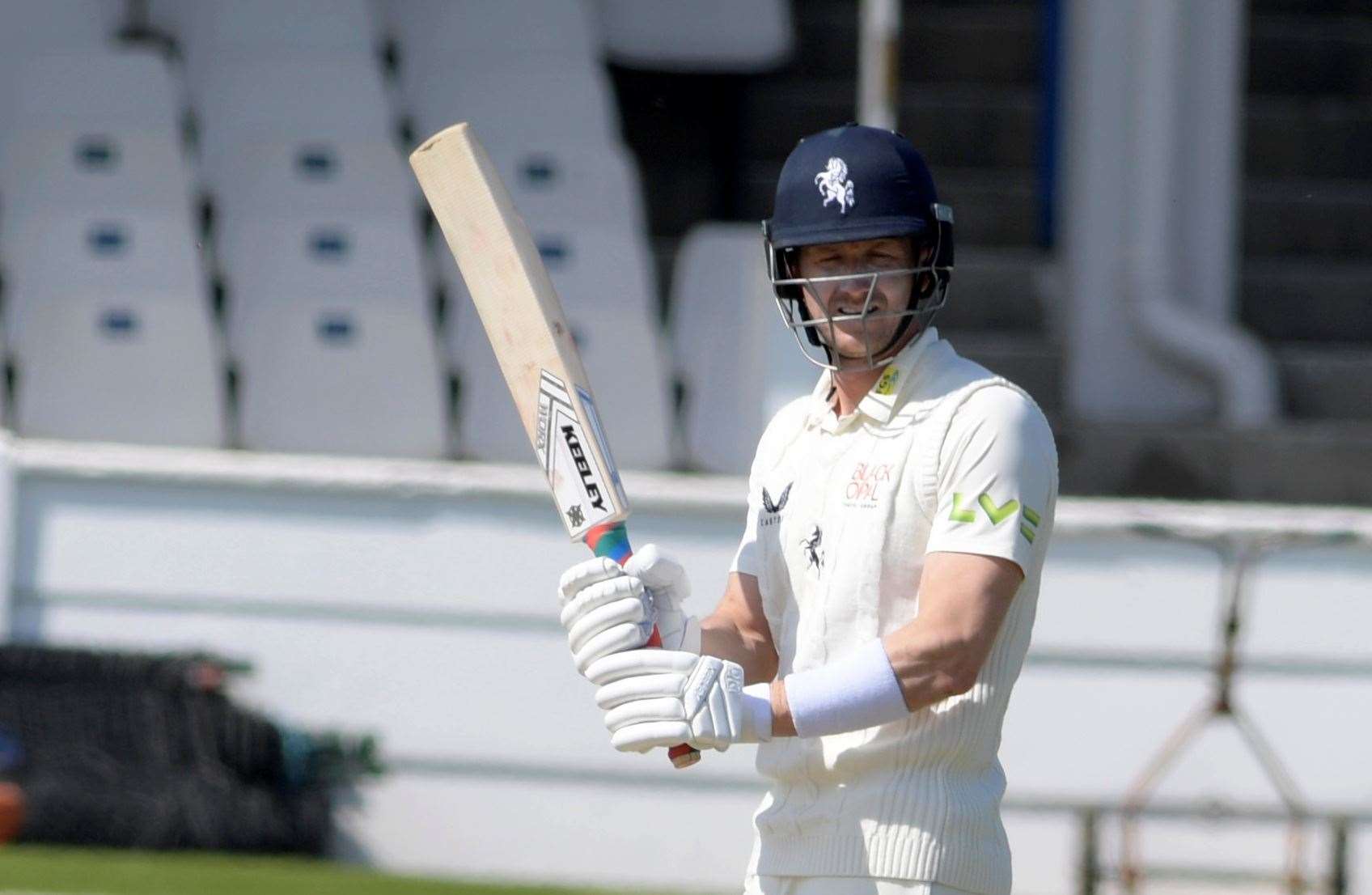 Joe Denly - fired a century alongside Kent team-mate Daniel Bell-Drummond on the first day of a three-day friendly against a Loughborough UCCE side. Picture: Barry Goodwin