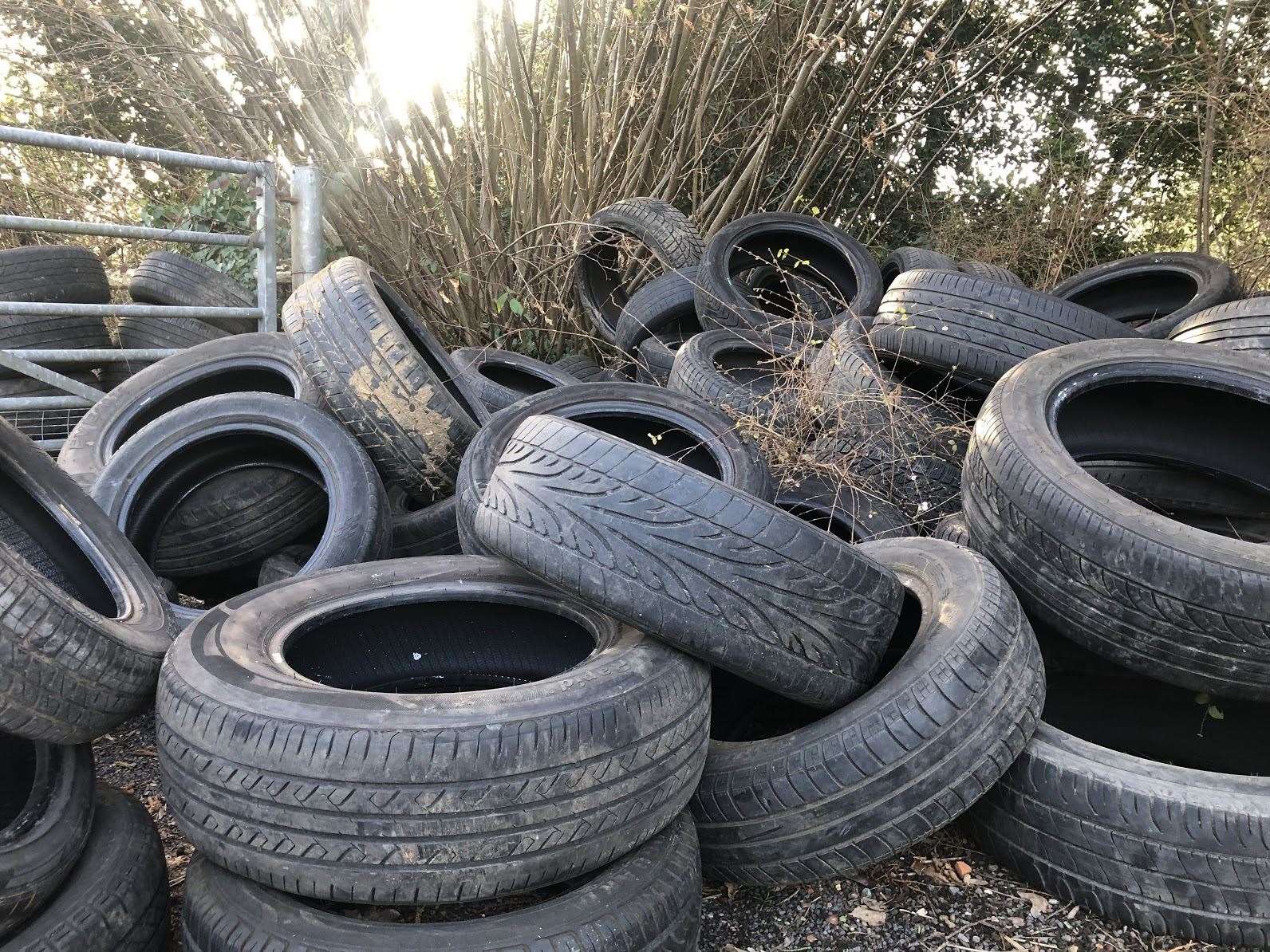 Mr Cunningham says about 80 tyres were dumped on the drive on Saturday night