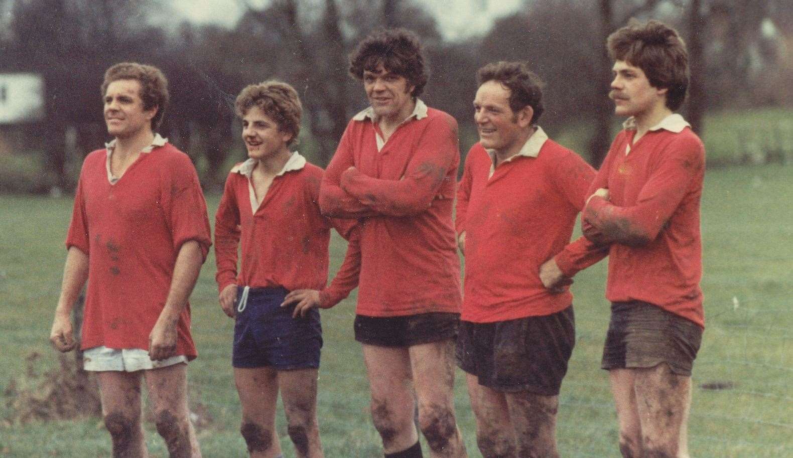 An undated archive photo of the Ovenden family; from left: brothers Adrian, Robin, Dickie and Tim with Dickie's son Nick, second left. They had turned out for a rugby match for the Cardinals against the Gate Inn