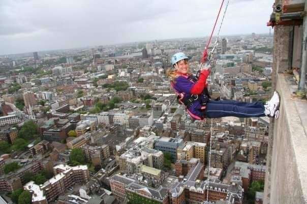 Nicky Clifford abseiling down Guys Hospital Tower in 2009