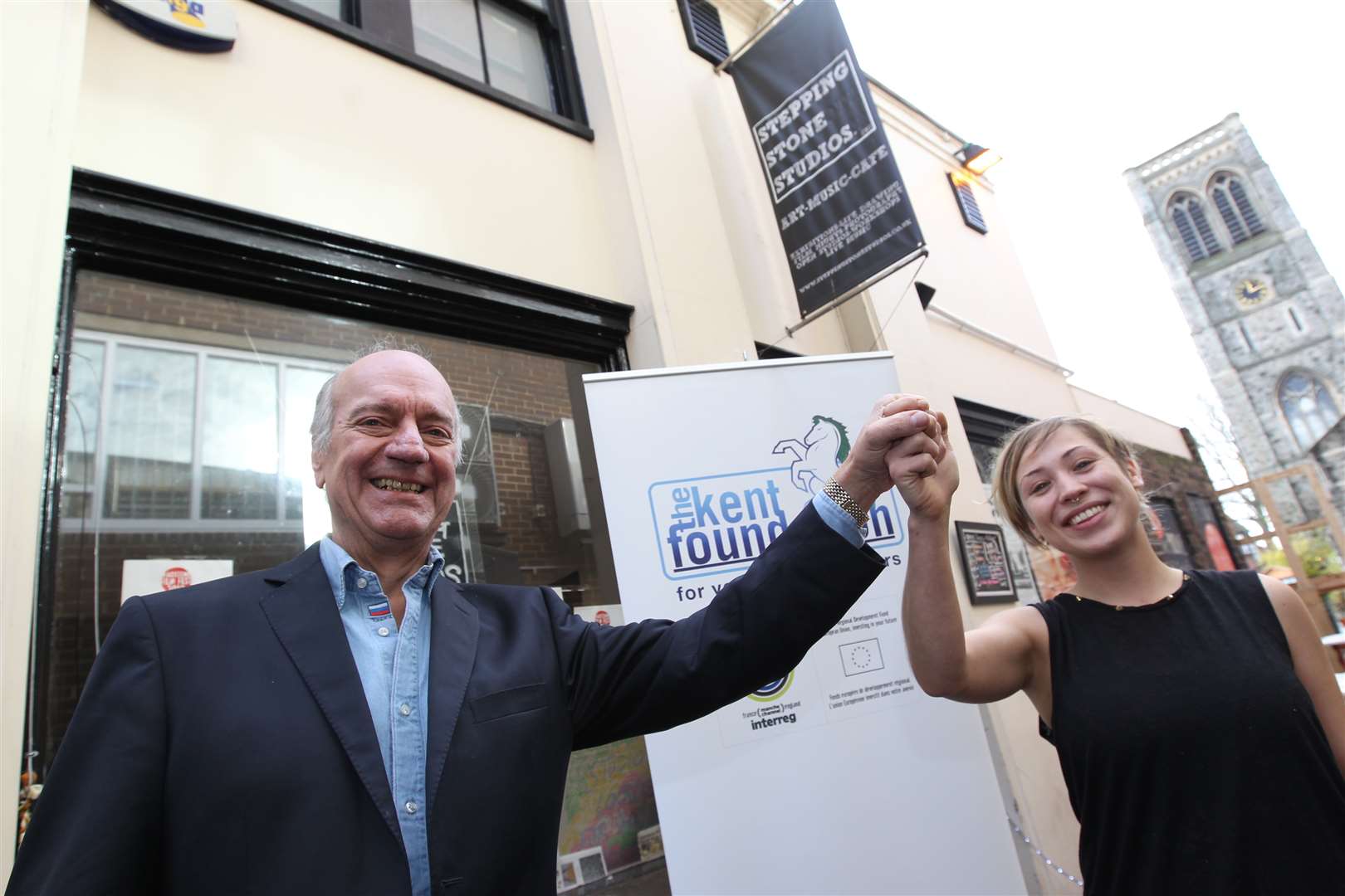 Grahame Underwood from the Kent Foundation with one of the charity's success stories, young entrepreneur Emma Whittall, owner of Stepping Stones Art Gallery in Maidstone