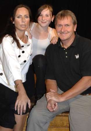 Amy Southby-Forward,12, with AMTC judge Lynne Millar and Kent Youth Theatre's Richard Andrews at the talent contest