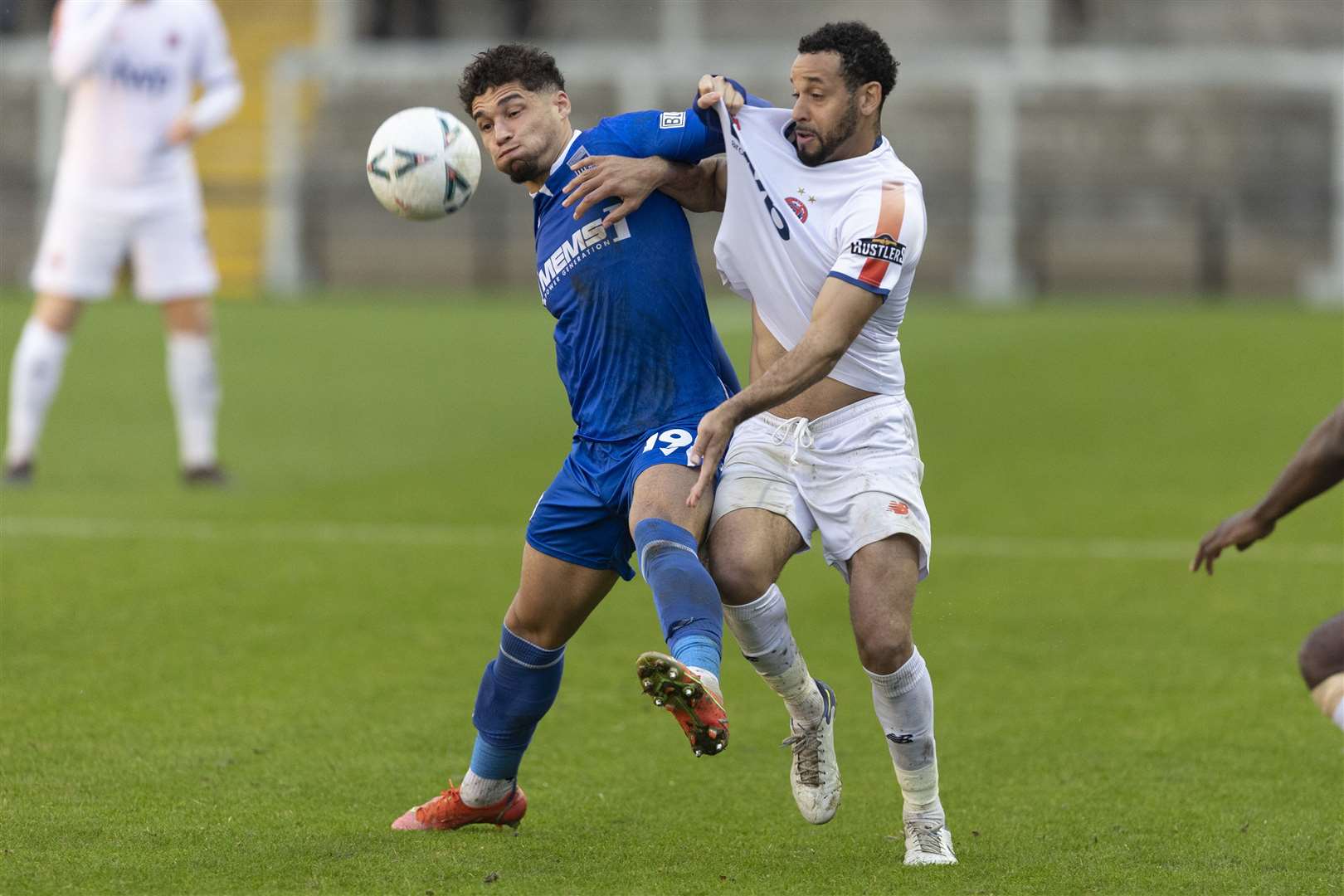 Lewis Walker and Curtis Weston battle for the ball as AFC Fylde hold Gillingham to a 1-1 draw in the first FA Cup meeting Picture: KPI