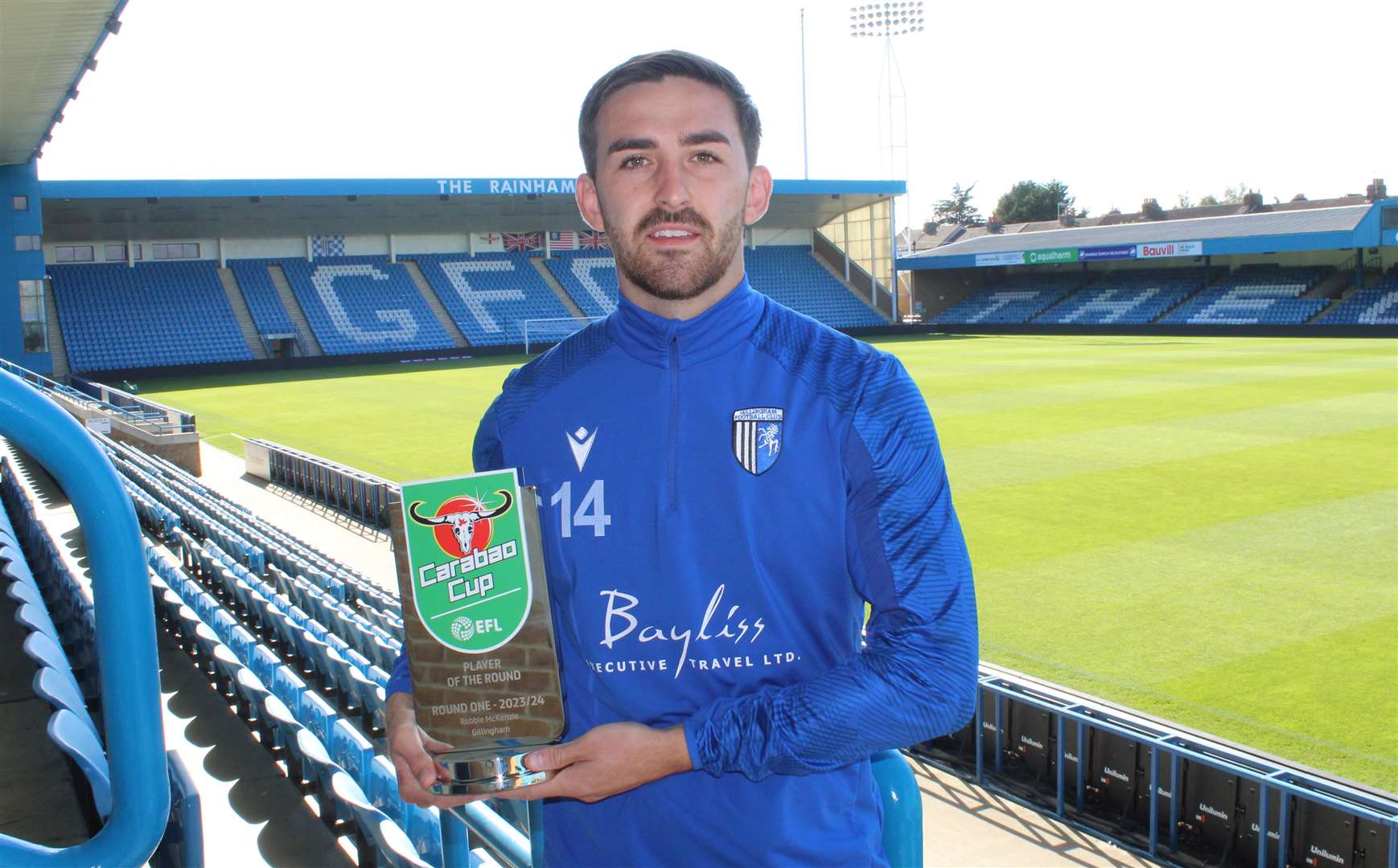 Robbie McKenzie was awarded the Carabao Cup player-of-the-first round award this week, after his performance against Southampton at Priestfield Picture: GFC