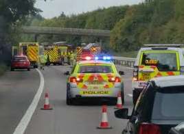 Emergency crews on the M20. Picture: Iain Cook.