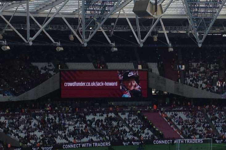 Jack's cause was displayed on the big screen inside the London Stadium