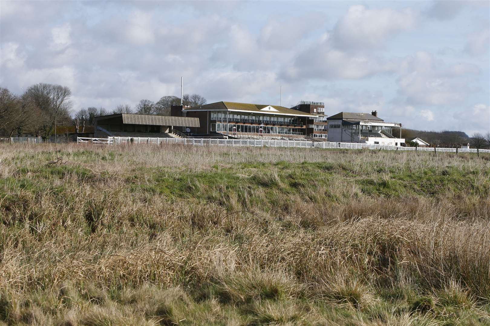 The old grandstand at Folkestone Racecourse used to be packed with spectators on race day