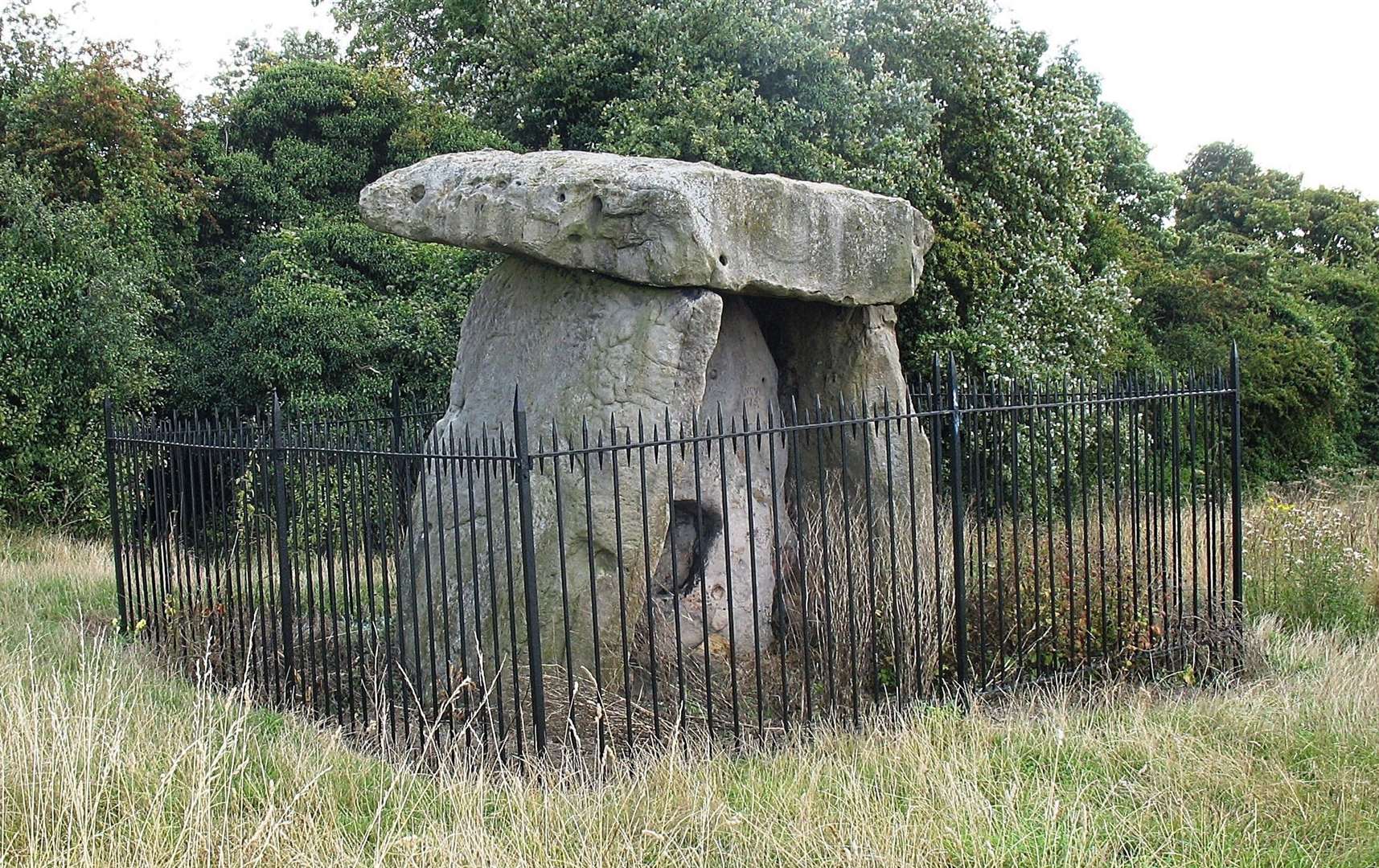 Kits Coty House. Kits Coty and other nearby monuments at Blue Bell Hill have been linked with mythic Saxon kings, but the stones date back to a far earlier time. Copyright: Kent Archeological Society, Paul Tritton