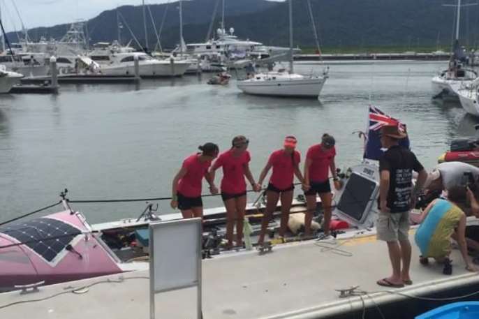Meg Dyos from Ramsgate and fellow crew arriving in Cairns