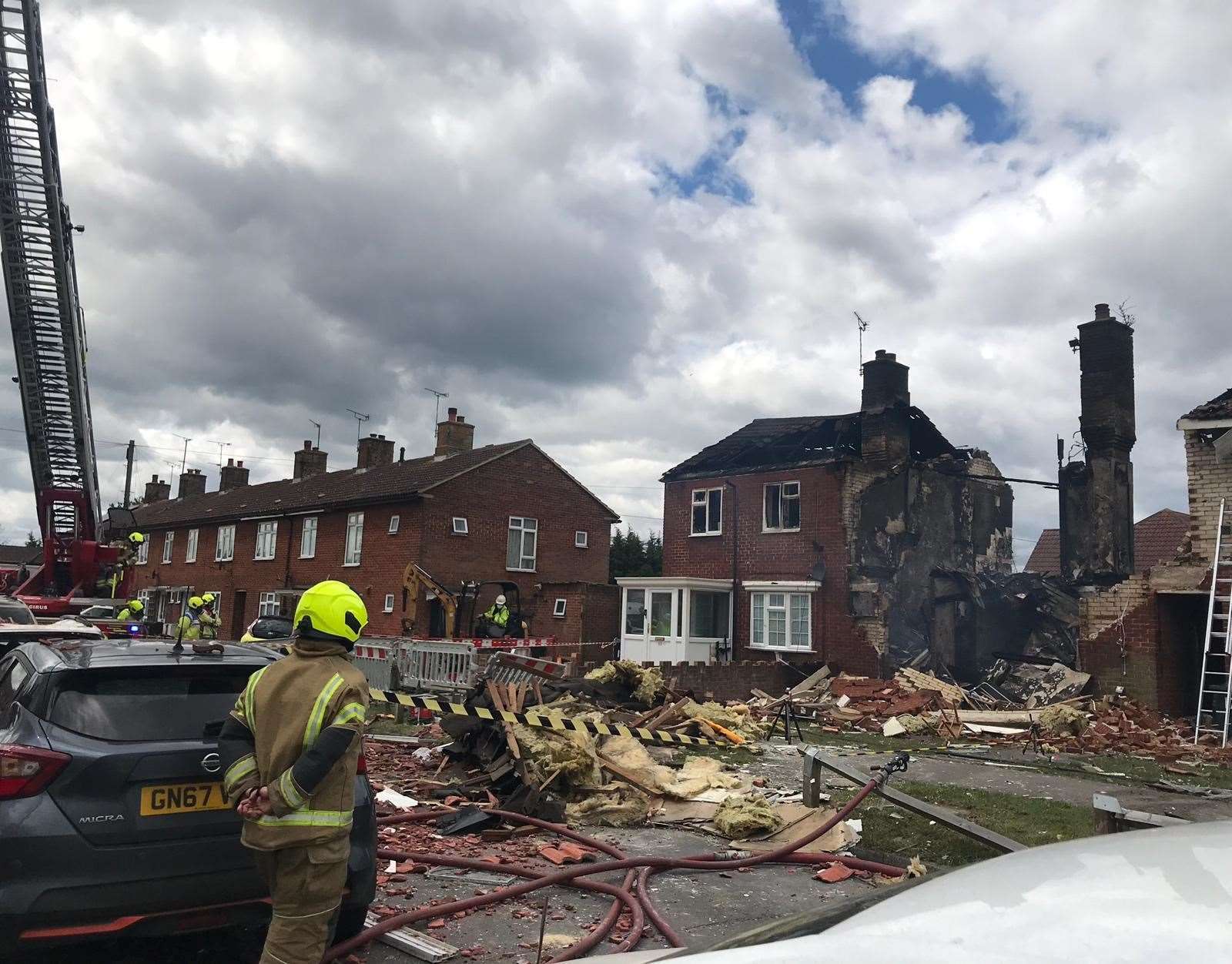 Pictures of the house in Mill View after an explosion in Ashford. Picture: KFRS