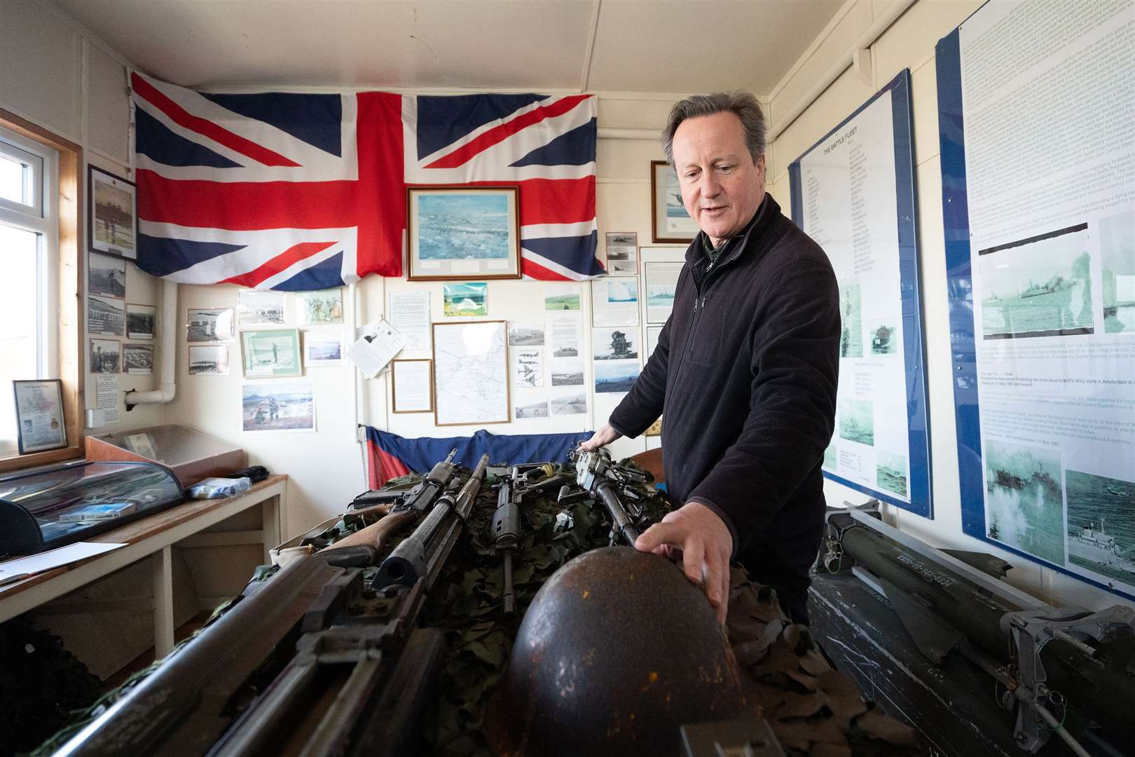Foreign Secretary Lord David Cameron visits a museum in Goose Green on the Falkland Islands (Stefan Rousseau/PA)