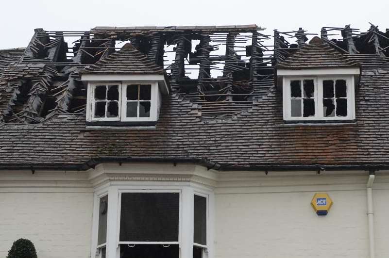 Fire-damaged roof of Webbs of Tenterden. Picture: Gary Browne
