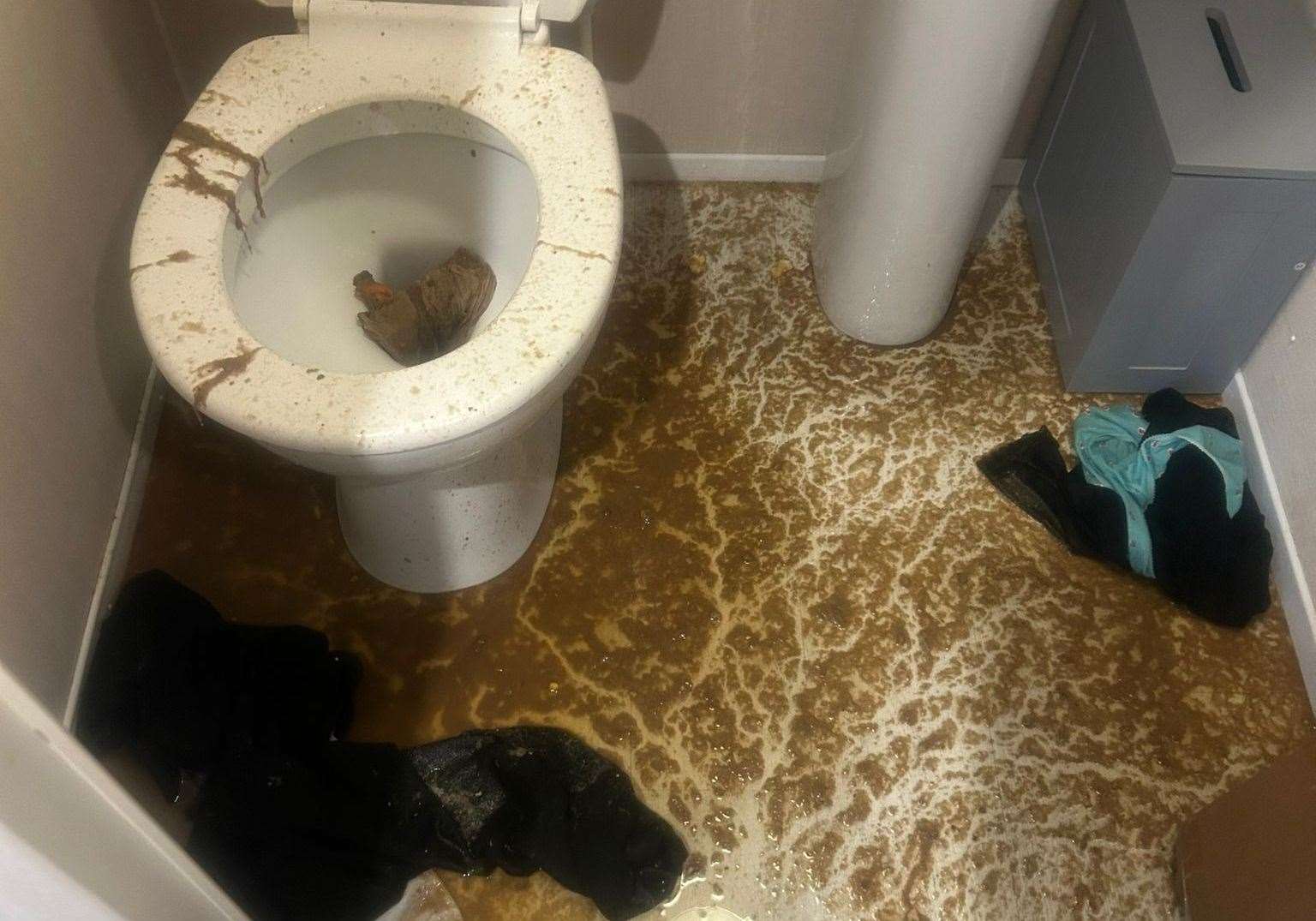 The sewage in Tammy Samuel's home. Picture: Tammy Samuel