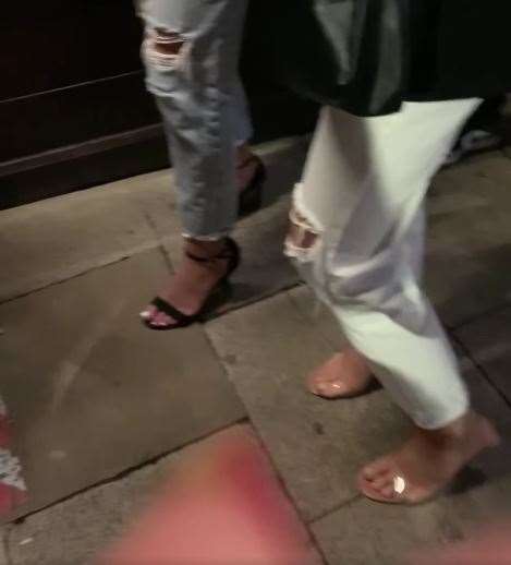 Other women in open-toe shoes were videoed entering the club while the group was denied entry. Picture: Sarah Hughes