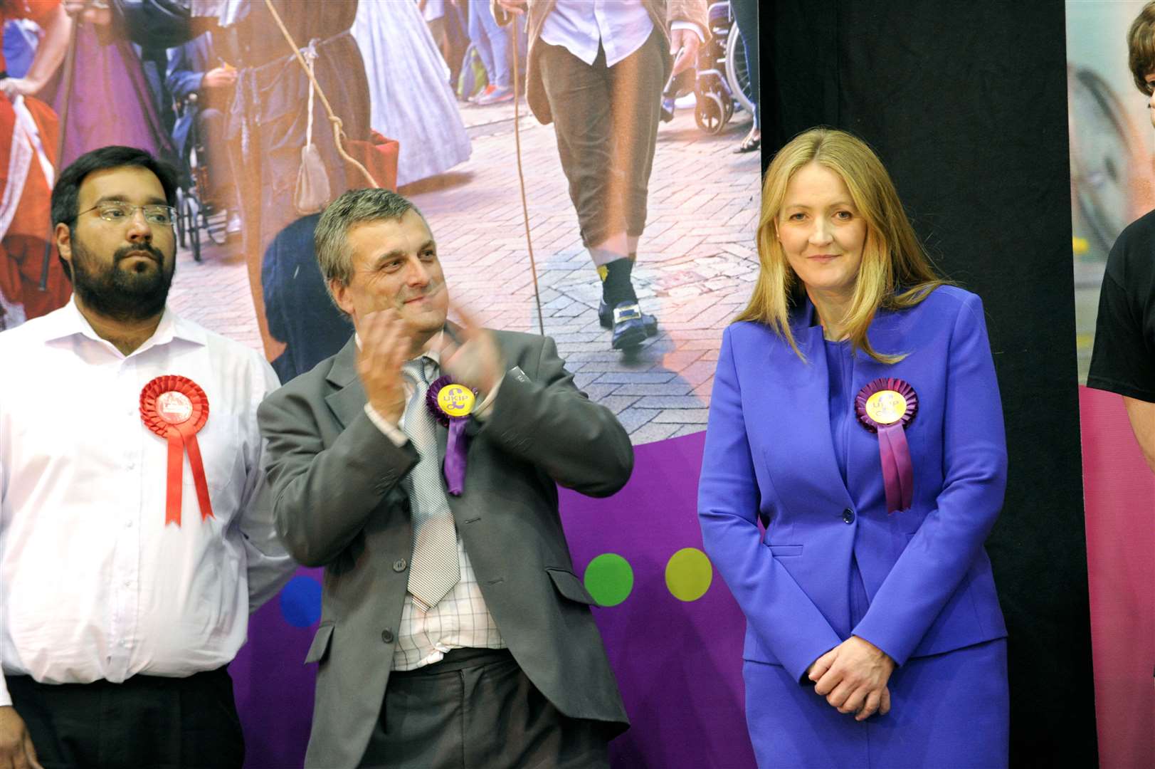 UKIP's Richard Thorne applauds at Catriona Brown-Reckless is elected for Strood South