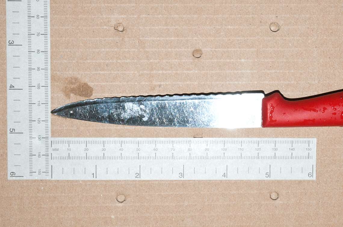 The blade used by knifeman Stephen Boorman