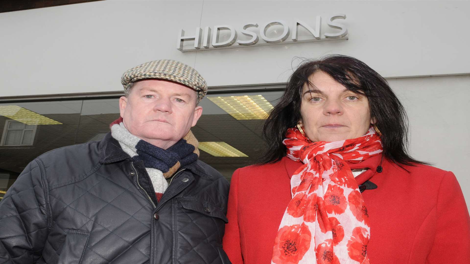 Nick and Sue Greenfield outside Hidsons car dealership. Picture: Ruth Cuerden