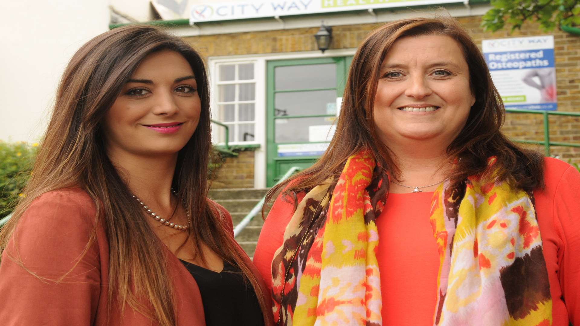 Barbara Stell and Danielle Ruaux outside the City Way Health clinic, New Road, Rochester.