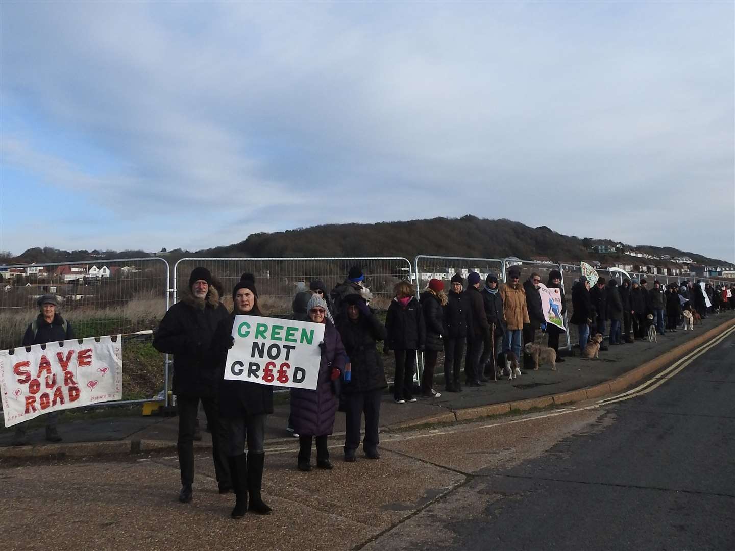 People gathered at Princes Parade on Sunday for the Save Kent's Green Spaces campaign