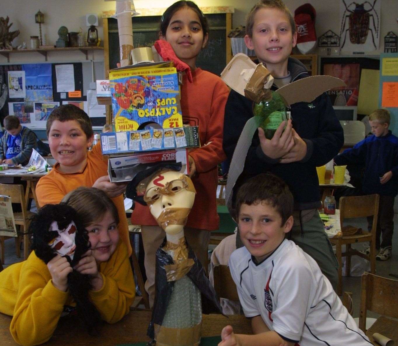 Olivia Young, Ashley West, Jamie Sullivan, Raj Haq and Elliot Goodrich show off their Harry Potter creations from a Harry Potter class at the Kent Children's University at the Invicta Grammar School