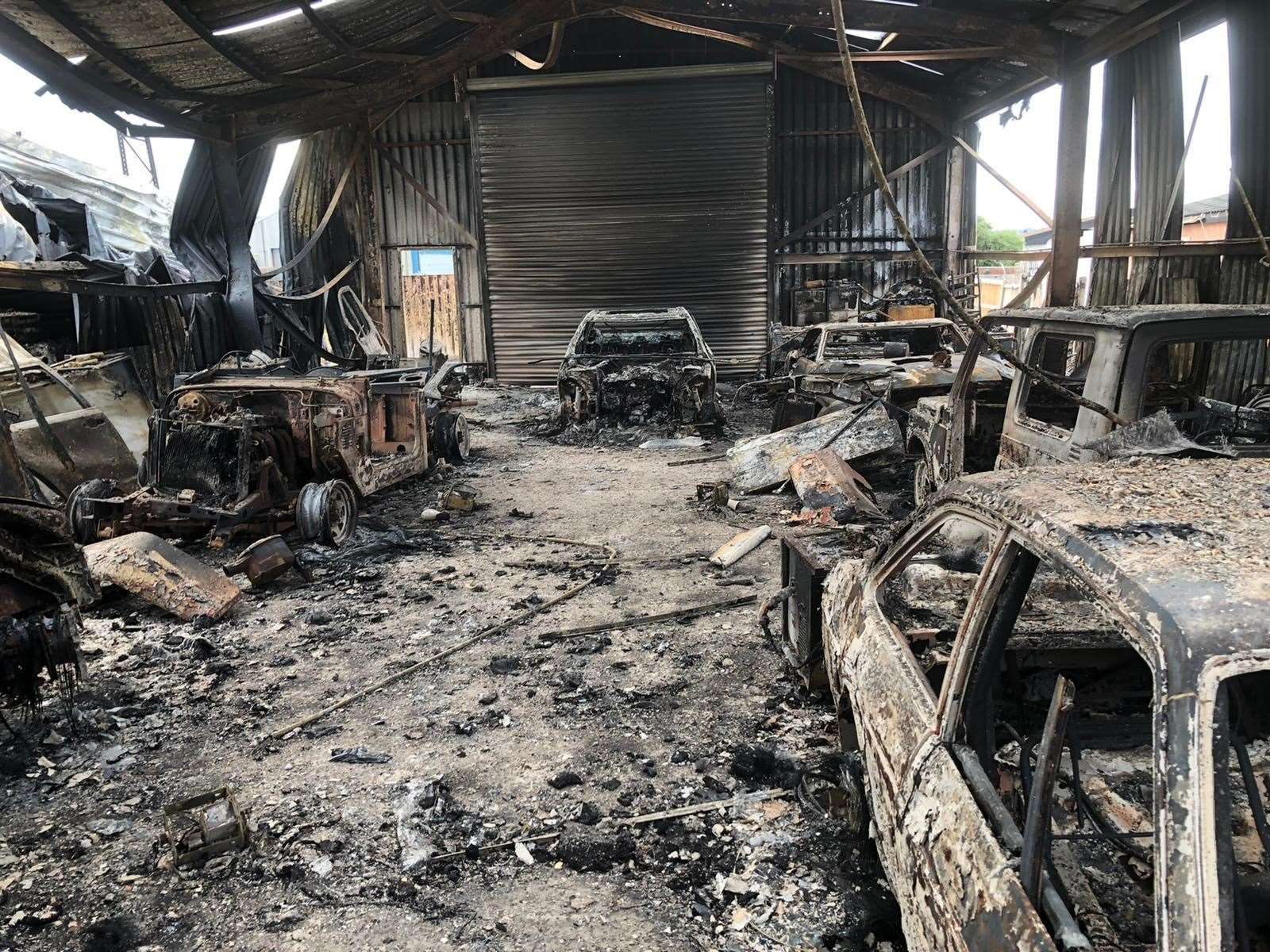 The devastation left behind inside Simon Marsh's workshop after the massive Hoo Marina fire. Picture: Simon Marsh
