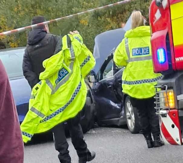 A crash outside Maidstone Hospital in Hermitage Lane caused traffic chaos earlier today. Picture: Lauren Bourke