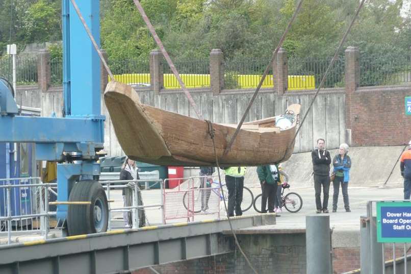 The half-size replica of the Dover Bronze Age Boat.