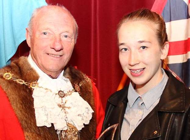 Young Person of the year for the girls went to Shelley Young, presented by former mayor Cllr Derek Sales. Picture Sarah Knight