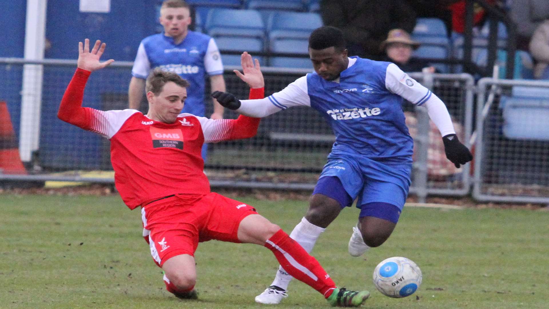 Margate's Ira Jackson looks for a way through against Whitehawk Picture: Don Walker