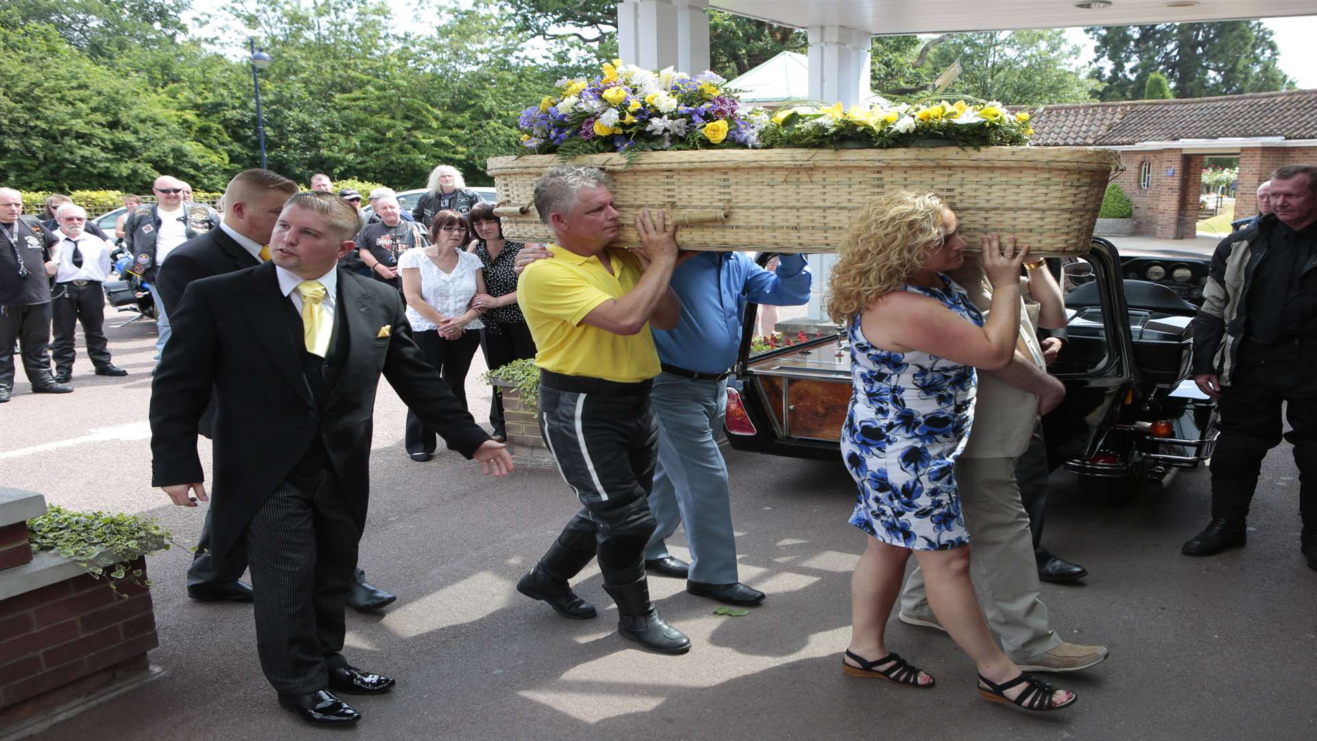 Audrey Boxall's coffin is carried in