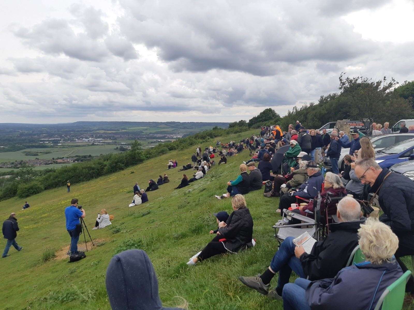 Crowds gather at Blue Bell Hill viewing site