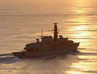 HMS Kent pictured in calm waters