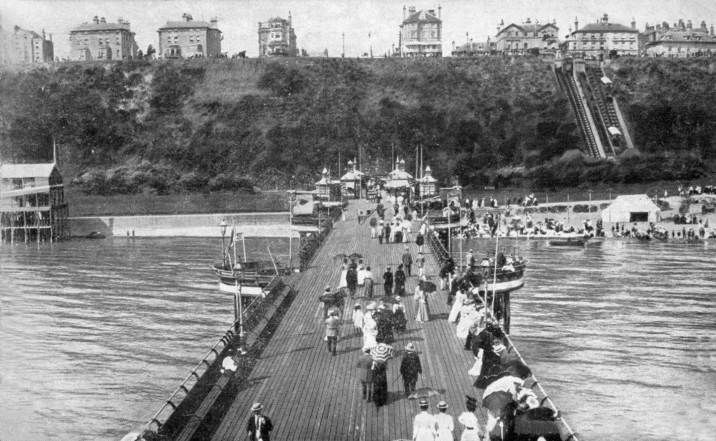 An old view of the Folkestone leas cliff from the end of Victoria Pier. Picture: Robert Mouland