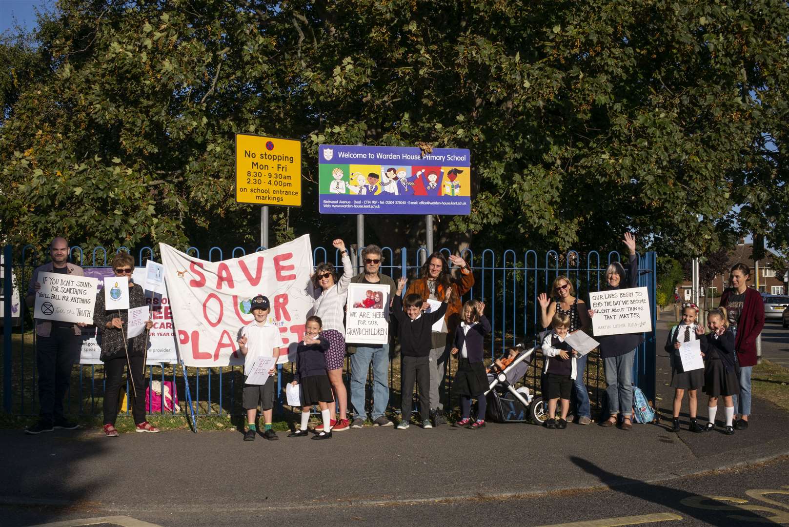 Grandparents, parents and pupils from Warden House Primary School joined in the protests at the school gates