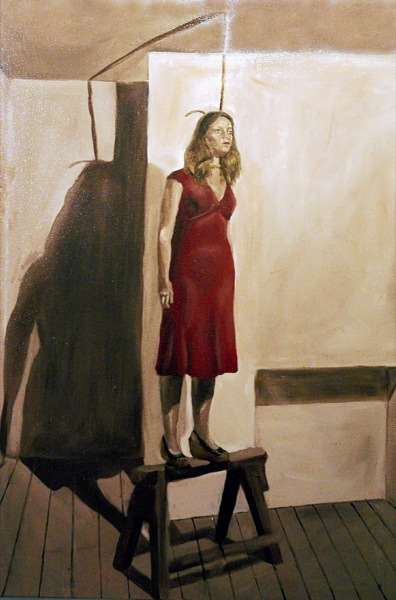 The disturbing painting of a woman about to commit suicide by artist Rosie Taylor