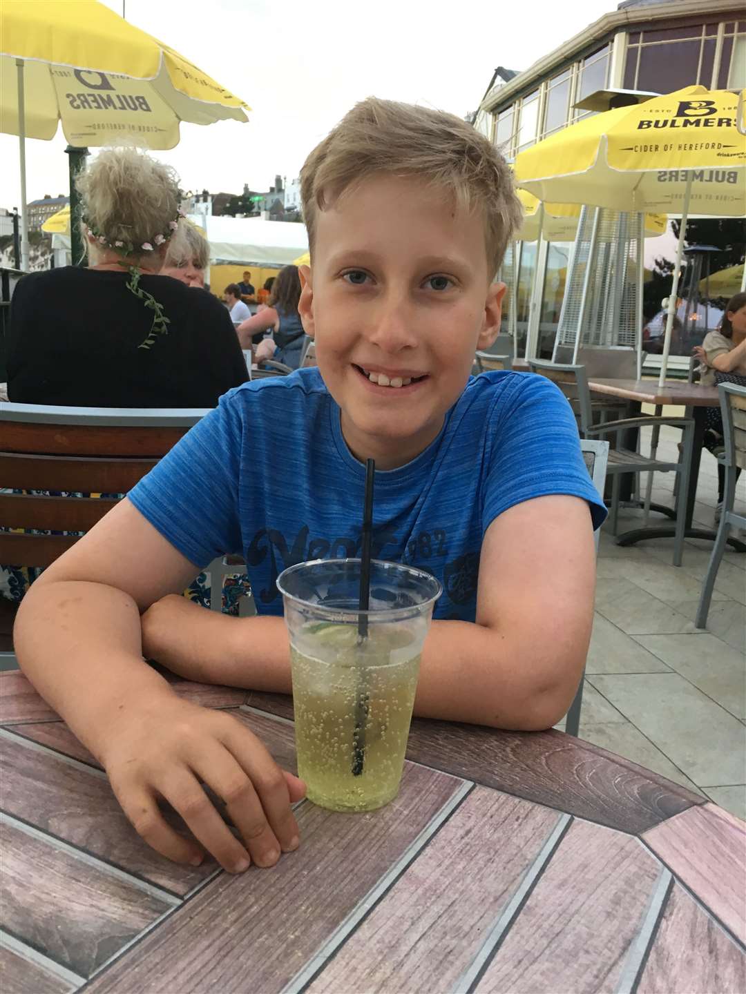 Sammy with his lime and soda at his favourite place, Royal Victoria Pavilion in Ramsgate