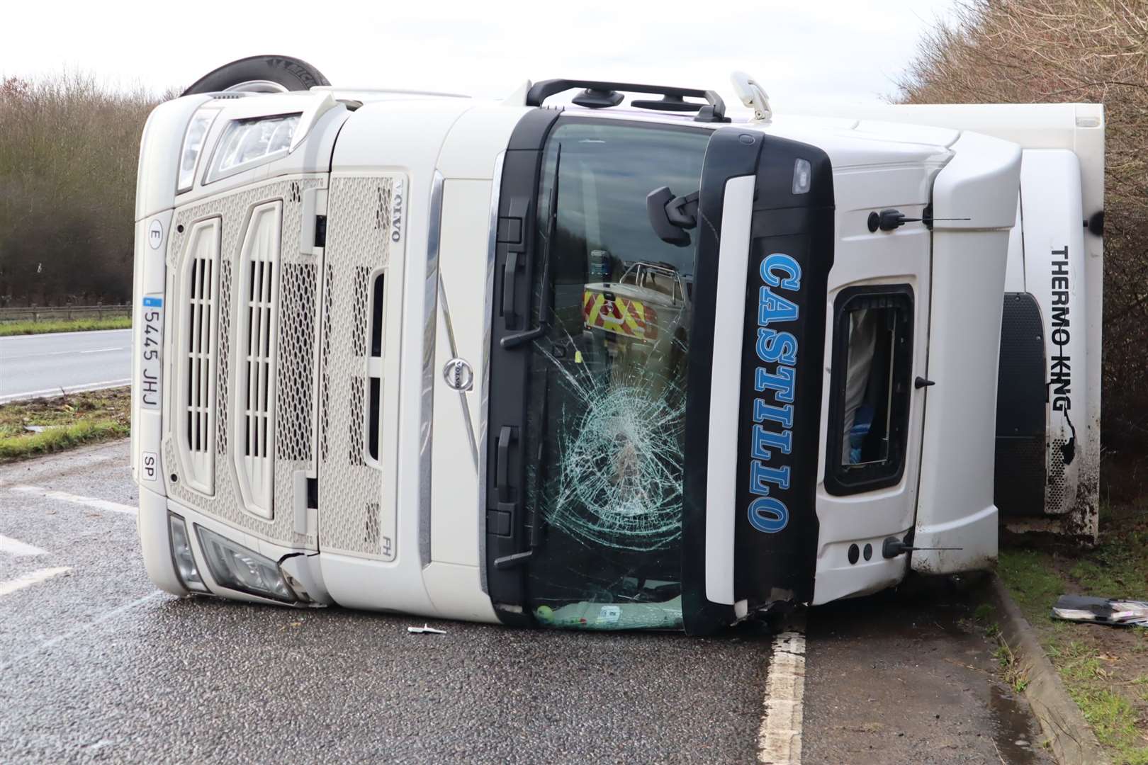 An overturned lorry blocked the Bobbing slip road of the A249