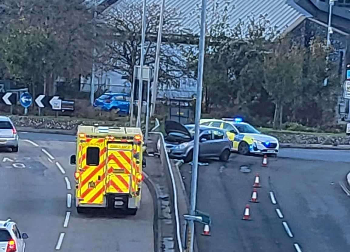Police and ambulance crews have been pictured at the scene near Wincheap roundabout