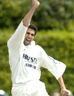 Amjad Khan celebrates yet another wicket