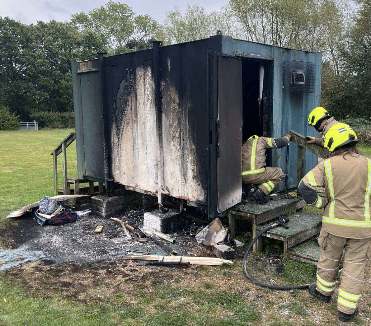 The aftermath of the fire at Rolvenden Tigers FC. Pic: Rolvenden Tigers FC