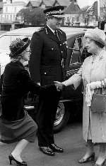 Former Chief Constable Barry Pain and his wife meeting the Queen Mother in the 1970s