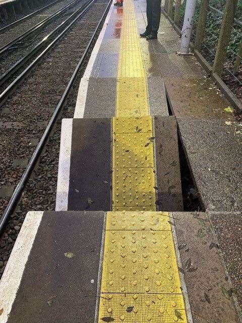 The damaged platform at Stone Crossing Railway Station between Gravesend and Dartford. Picture: @NetworkRailSE