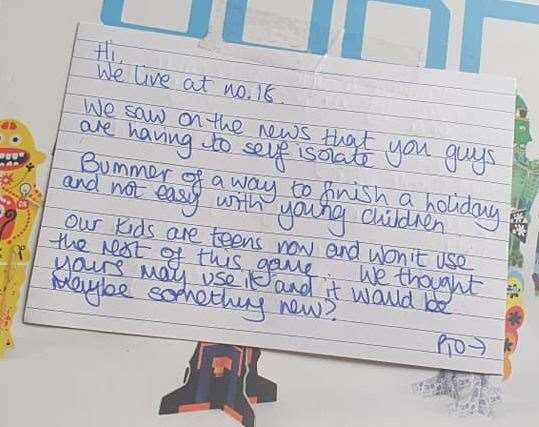 The family received this kind-hearted letter from a neighbour. Picture: Jessica Roe