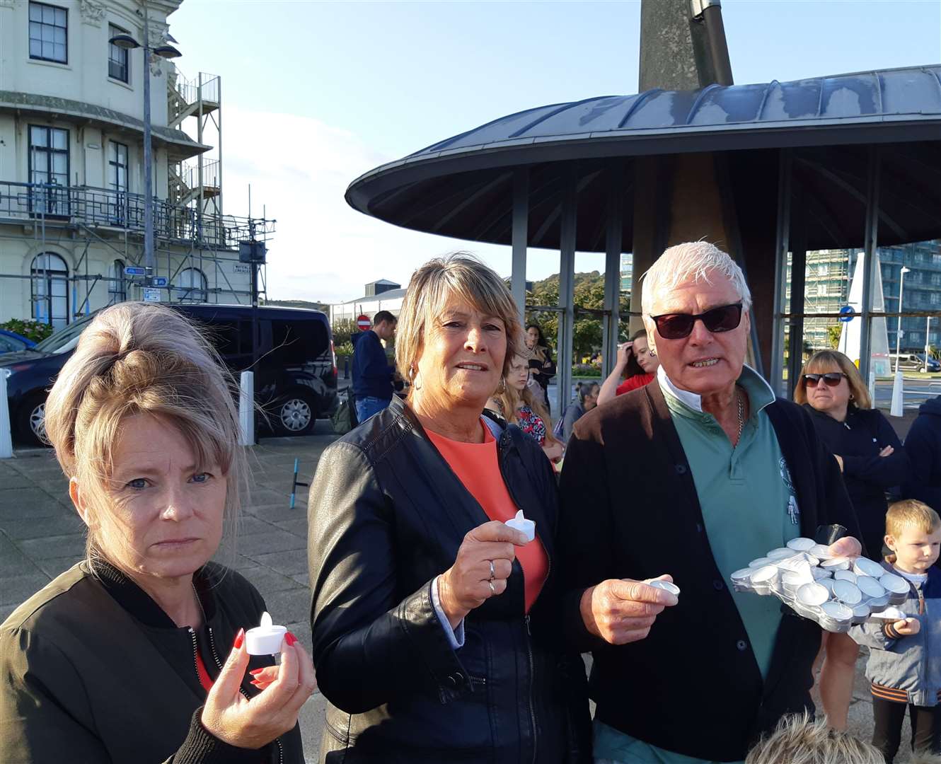 Cara O'Reilly, Patricia Berry, Dave Pettman showing their support at the Dover vigil