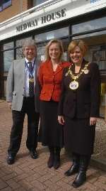 The Mayor of Medway, Cllr Val Goulden, visits the Medway Messenger offices, with husband Tony and KM chairman Geraldine Allinson (centre). Picture: STEVE CRISPE