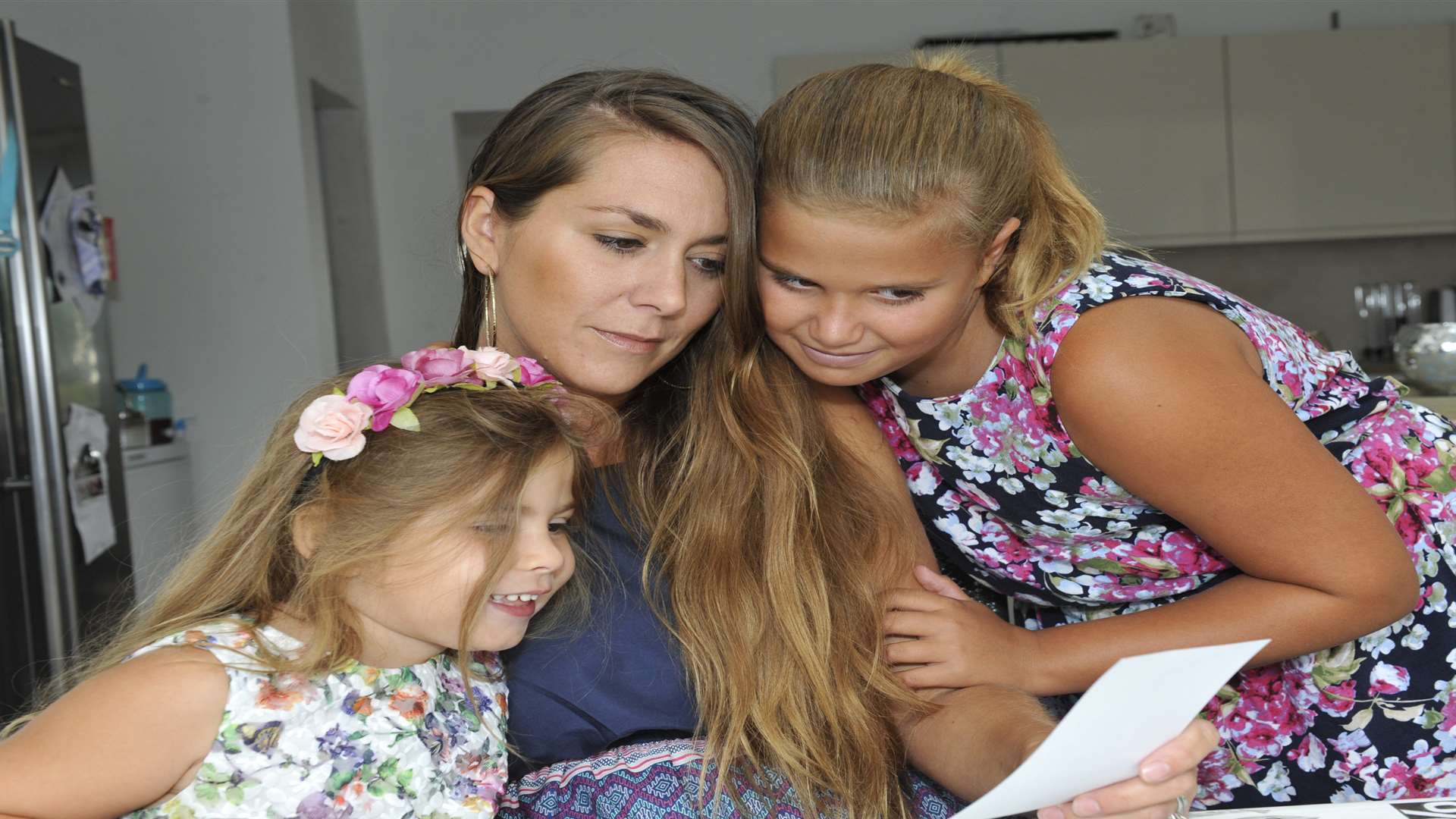 Lucy Aldridge with her daughters Lily, four and 10-year-old Ellie