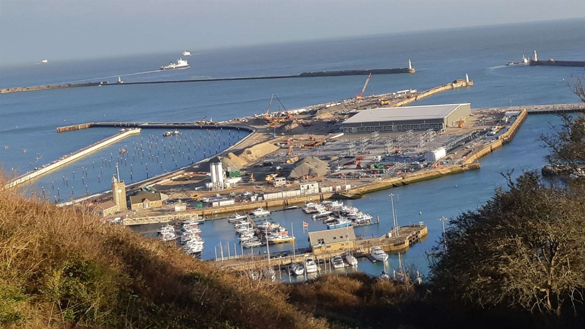 The continuing progress on the Dover Western Docks Revival, as photographed in January.